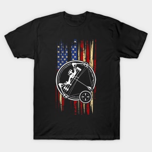 American Bow and Arrow Flag Fishing Hunting T-Shirt